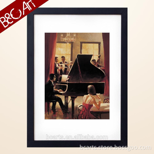 Man Play The Piano Of Wall Painting For Living Room